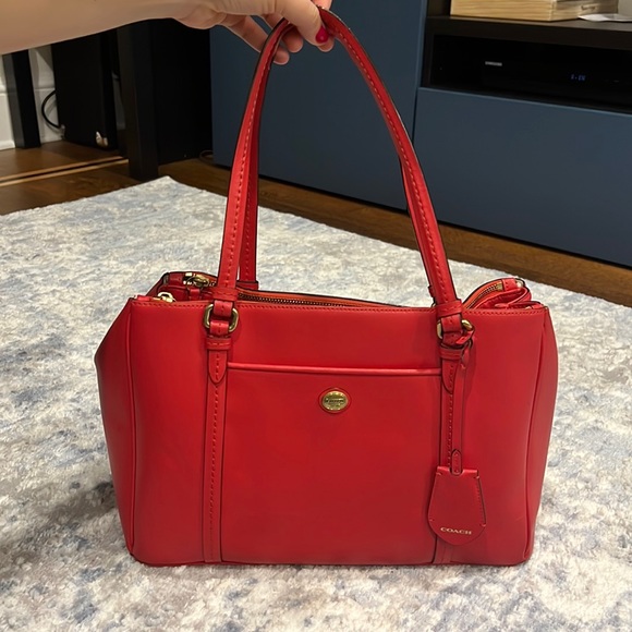 Coach Bags Coach Red Leather Shoulder Bag Poshmark